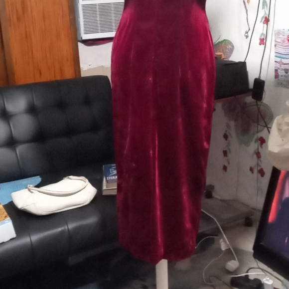 Vintage Velvet "  Sante Fe"  Made In USA Holiday  pencil Dress . Sz 6 - Picture 7 of 9